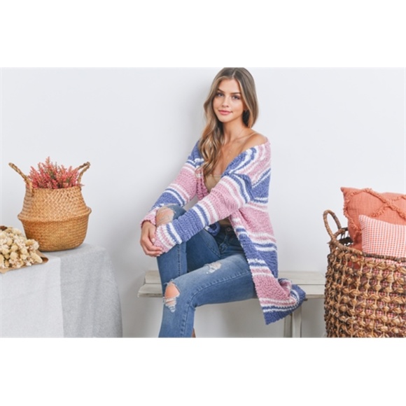 PINK COMBO CARDIGAN SWEATER - Picture 5 of 12